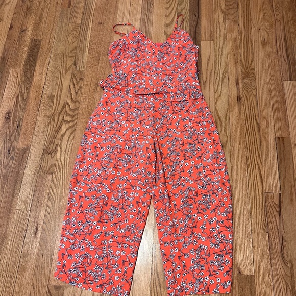 Banana Republic Pants - Banana Republic Floral Jumpsuit - Vibrant Coral